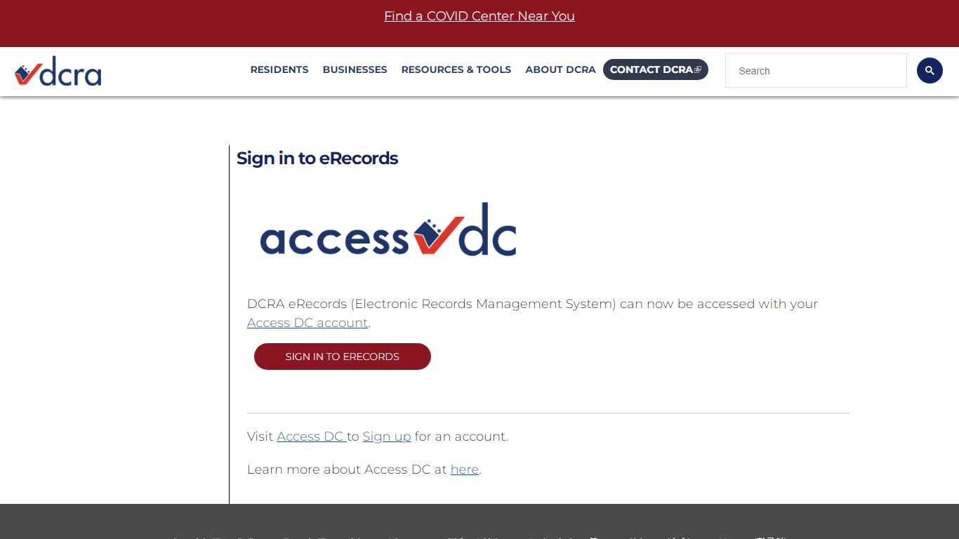 Sign in to eRecords | dcra - Washington, D.C.